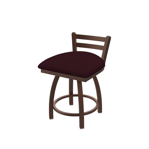 18" Low Back Swivel Vanity Stool, Bronze Finish, Canter Bordeaux Seat